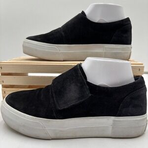 Vince Womens Warren Black Suede Platform Slip On Sneakers Casual Size 6.5